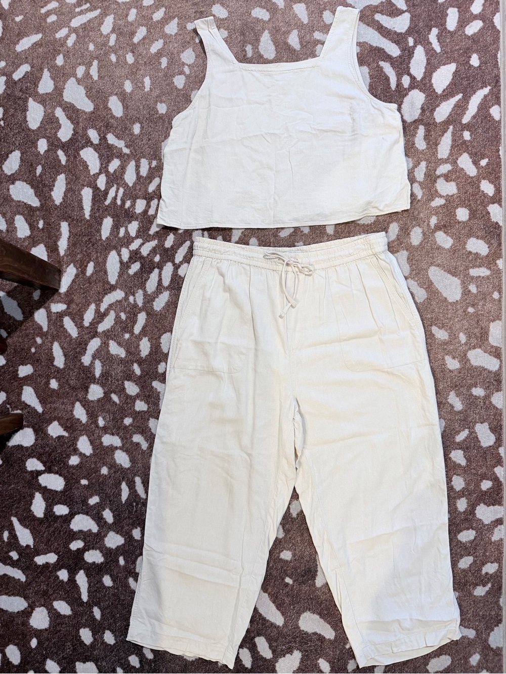 Lucky Brand Cream Cropped Tank & Drawstring Ankle Pants Set